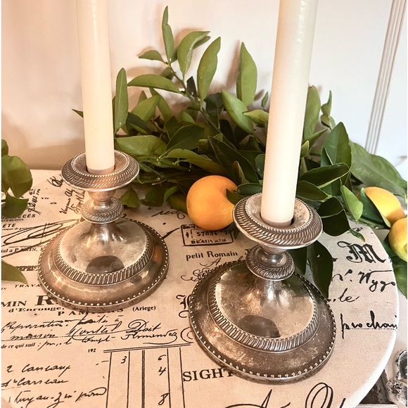Vintage Elegant Silver-Plated Taper Candle Holders Set/2 - Picture 5 of 6